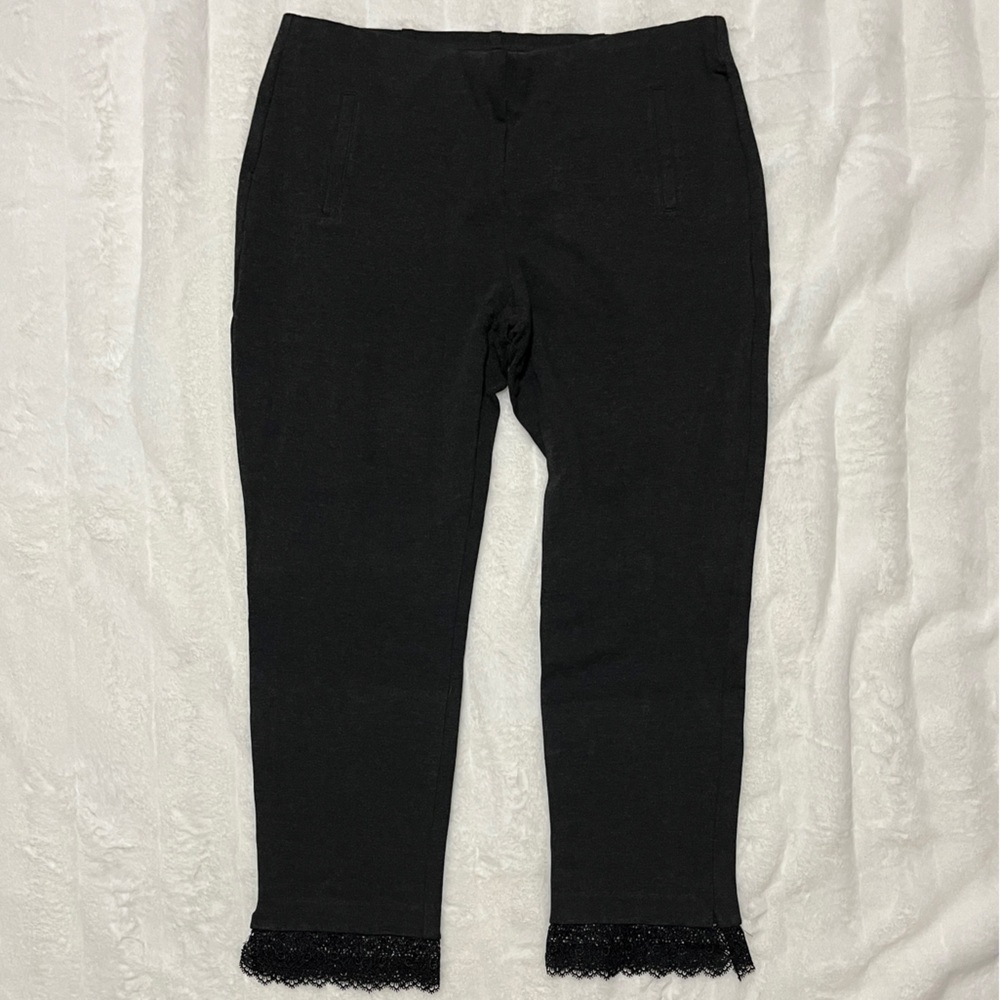 Chico's Elastic Waist Pull-On Slim Straight Leg Lace Pant | Size 2.5